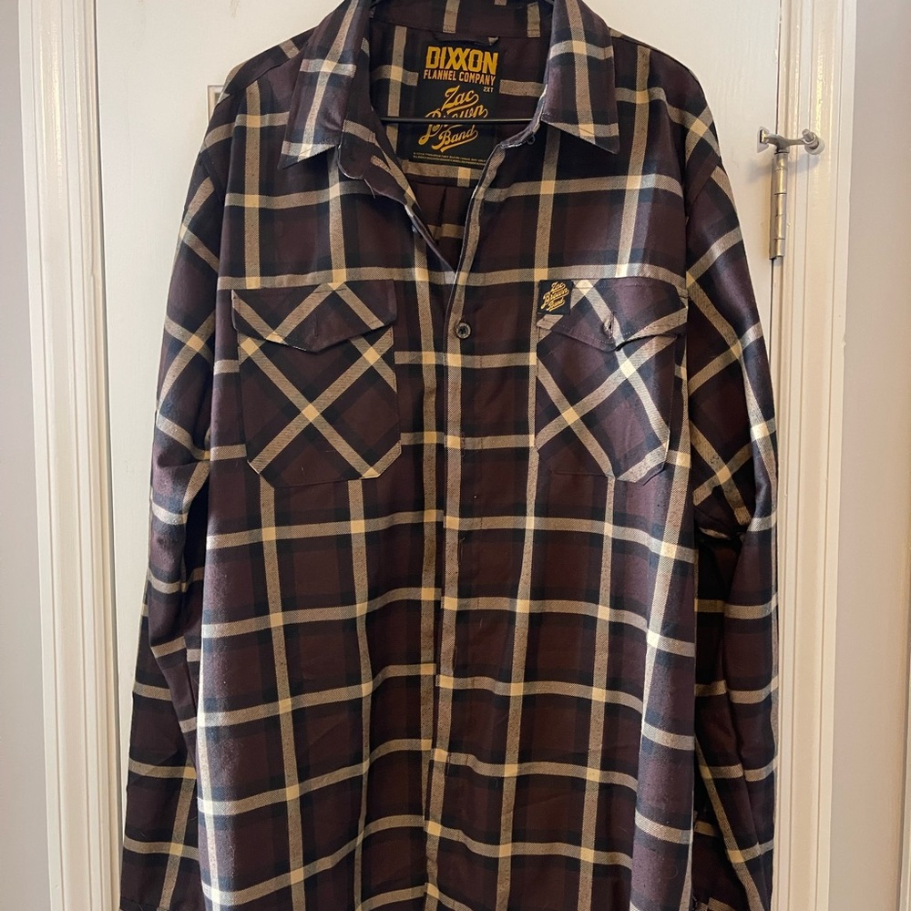 DIXXON Men's Dark Brown and Cream Plaid Shirt